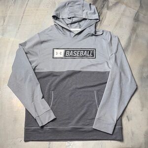 Under Armour Baseball Lightweight Performance Hoodie - Gray Colorblock - Large